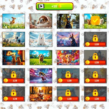 Собирай пазлы из перемешанных частей изображений милых собак! Меняй блоки местами, чтобы восстановить картинку. Развивай логику и внимание, весело играя!