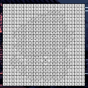 Просто выберите нужный цвет под цифрой, чтобы заполнить каждый пиксель, и наблюдайте, как ваша работа превращается в красивую картинку 🖼️.