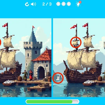 Найди отличия на двух пиксельных картинках, уложившись в 2 минуты и не допустив больше двух ошибок. Проверь свою внимательность и заработай максимум звёзд!