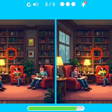 Найди отличия на двух пиксельных картинках, уложившись в 2 минуты и не допустив больше двух ошибок. Проверь свою внимательность и заработай максимум звёзд!