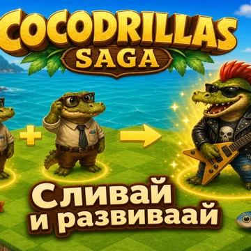 Cocodrillas Saga - увлекательная игра в жанре мерж! Создавайте крокодилов разных профессий. Играйте бесплатно и наслаждайтесь живым общением персонажей! (скриншот 4)