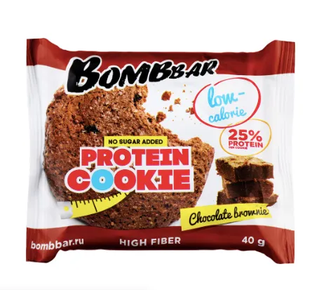 Печенье низкокалорийное протеиновое BOMBBAR Шоколадный брауни, 40г