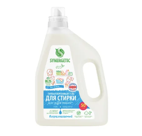 Гель для стирки SYNERGETIC Pure биоразлагаемый концентрированный, 1,5л