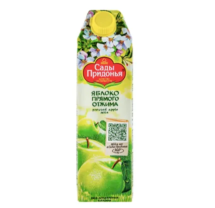 Сок САДЫ ПРИДОНЬЯ Яблочный прямого отжима осветленный, 1л