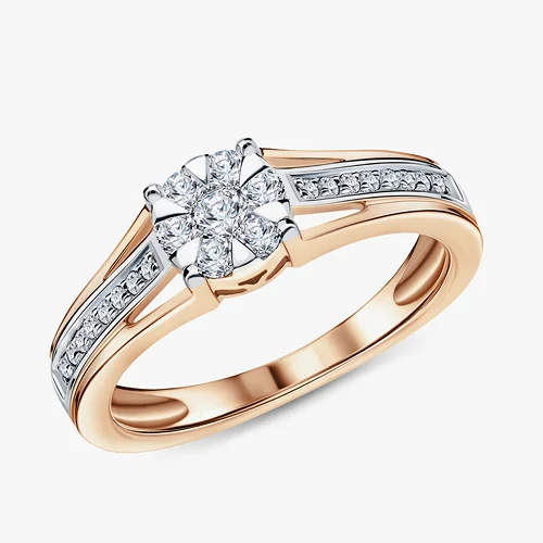 Золотое кольцо с бриллиантами природными