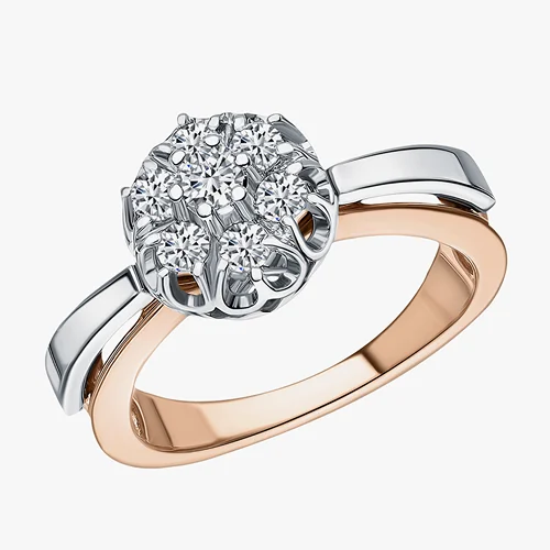 Золотое кольцо с бриллиантами природными